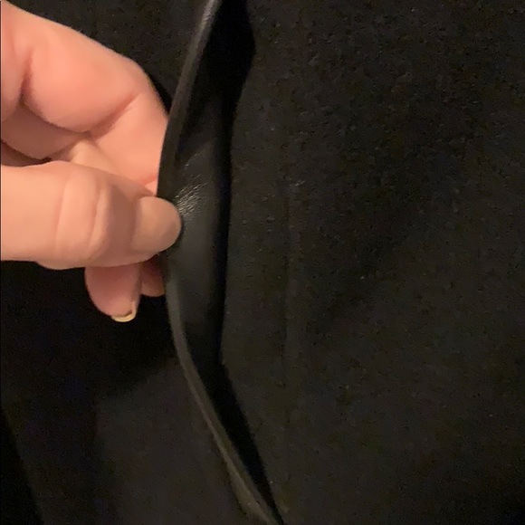 Mackage Black Mila cashmere blend real fur hood trim wool jacket size medium - Picture 8 of 8